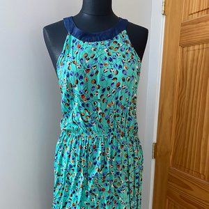 Collar neck colorful floral summer dress